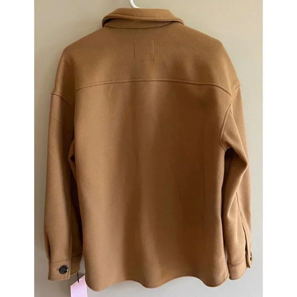 Avec Les Filles NWT Solid Shirt Tail Shacket in Cognac Size Large - Picture 9 of 11